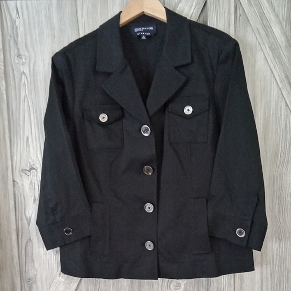 Jones New York Black Stretch Jacket Top L